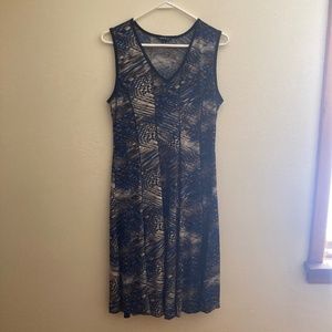 Sami & Jo A-Line Blue and Brown Print Midi Dress